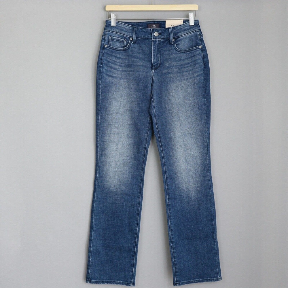 NYDJ Marilyn Straight Jeans Size 4 LiftxTuck Stretch Mid Rise Demin Blue